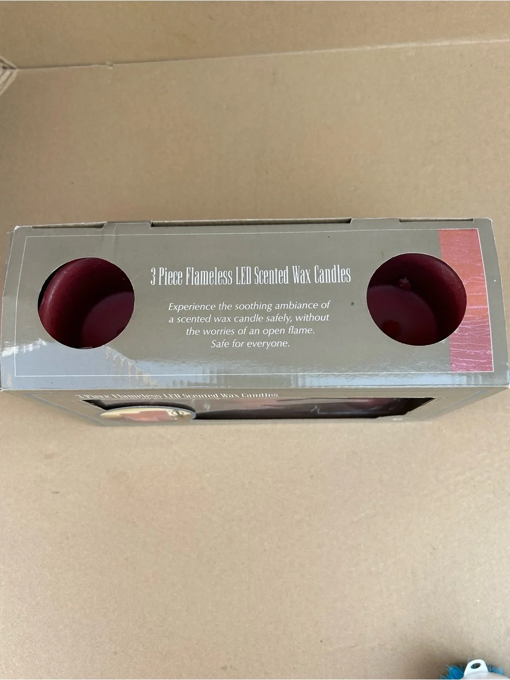 Flameless LED Pillar Candles Cinnamon Scented Real Wax Set of 3 Flickering